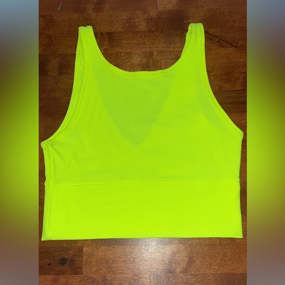 Lululemon Power Pivot Ribbed Tank Top Neon Yellow #V00 - Picture 3 of 6